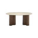 MESA DE COMEDOR ESTILO MARMOL Y BASE ACABADO DE MADERA