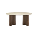MESA DE COMEDOR ESTILO MARMOL Y BASE ACABADO DE MADERA