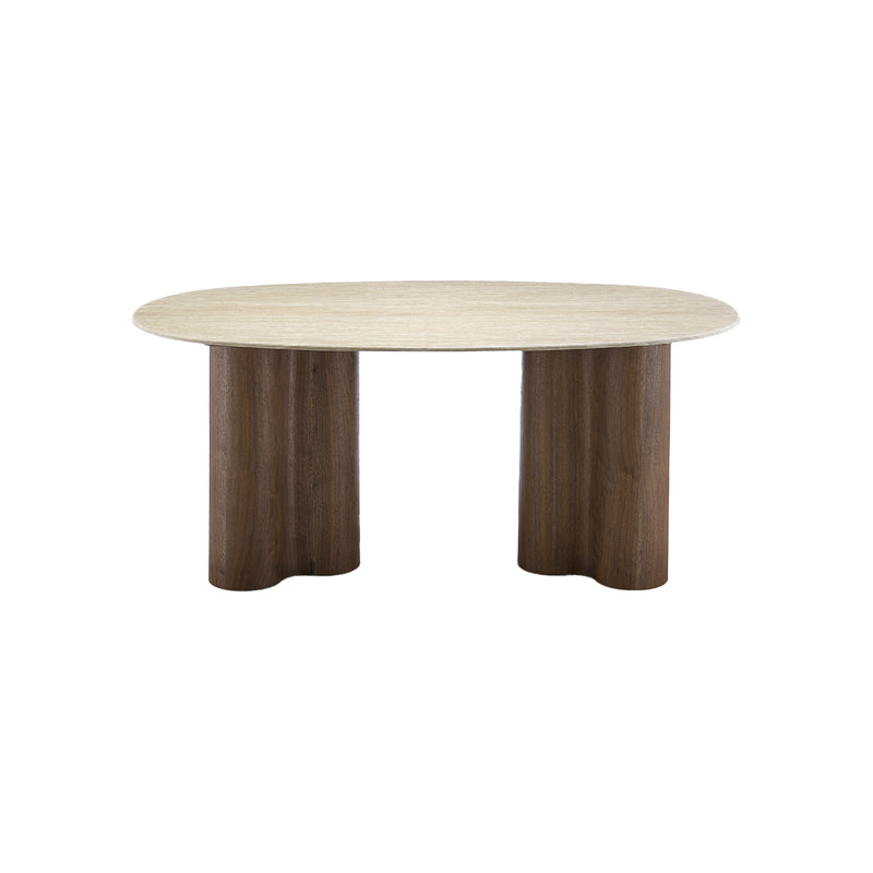 MESA DE COMEDOR ESTILO MARMOL Y BASE ACABADO DE MADERA