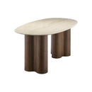 MESA DE COMEDOR ESTILO MARMOL Y BASE ACABADO DE MADERA