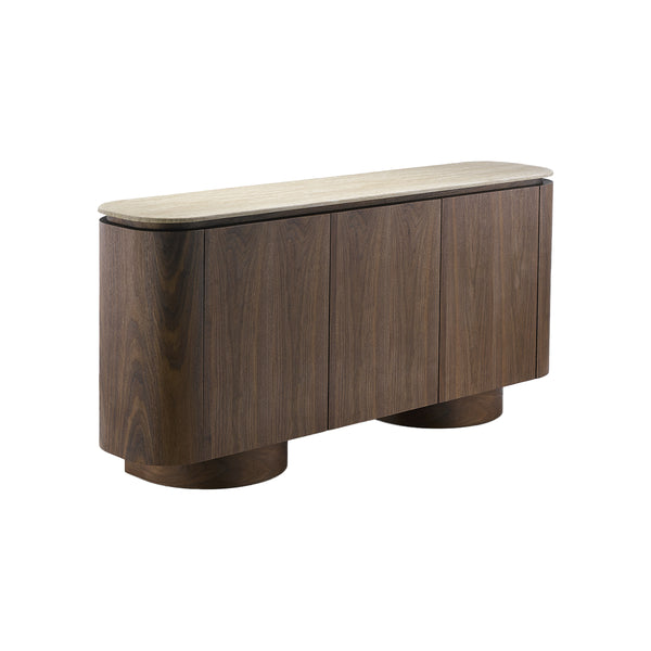 BUFETERA TOPE ESTILO MARMOL Y BASE ACABADO DE MADERA
