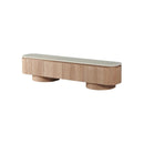 MESA DE TV ESTILO TOPE ESTILO MARMOL Y BASE ACABADO DE MADERA