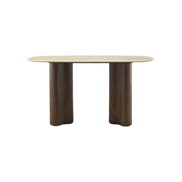 CONSOLA TOPE ESTILO MARMOL Y BASE ACABADO DE MADERA