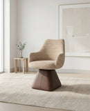 SILLA DE COMEDOR CON ASIENTO GIRATORIO EN TELA DE RAYAS