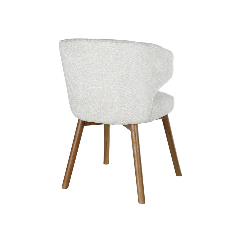 SILLA DE COMEDOR EN TELA BEIGE Y PATAS ACABADO DE MADERA