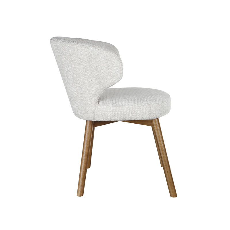 SILLA DE COMEDOR EN TELA BEIGE Y PATAS ACABADO DE MADERA