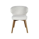 SILLA DE COMEDOR EN TELA BEIGE Y PATAS ACABADO DE MADERA