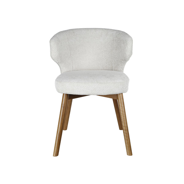 SILLA DE COMEDOR EN TELA BEIGE Y PATAS ACABADO DE MADERA