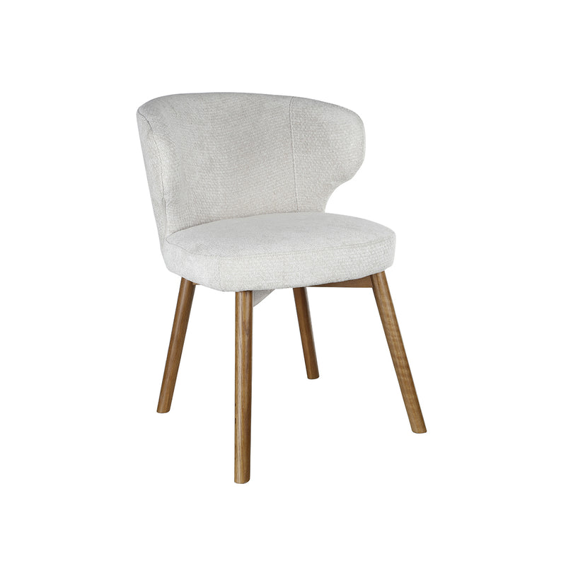 SILLA DE COMEDOR EN TELA BEIGE Y PATAS ACABADO DE MADERA