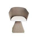 SILLA DE COMEDOR DE EXTERIOR ASIENTO GIRATORIO EN TELA BEIGE Y RATAN