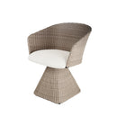 SILLA DE COMEDOR DE EXTERIOR ASIENTO GIRATORIO EN TELA BEIGE Y RATAN
