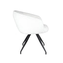 SILLA DE COMEDOR CON ASIENTO GIRATORIO EN TELA BLANCA Y PATAS NEGRAS