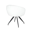 SILLA DE COMEDOR CON ASIENTO GIRATORIO EN TELA BLANCA Y PATAS NEGRAS
