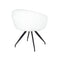 SILLA DE COMEDOR CON ASIENTO GIRATORIO EN TELA BLANCA Y PATAS NEGRAS