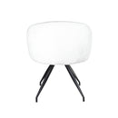 SILLA DE COMEDOR CON ASIENTO GIRATORIO EN TELA BLANCA Y PATAS NEGRAS