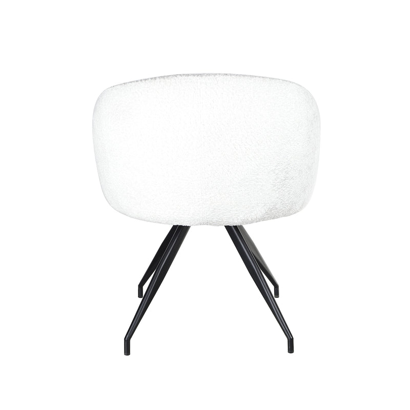 SILLA DE COMEDOR CON ASIENTO GIRATORIO EN TELA BLANCA Y PATAS NEGRAS