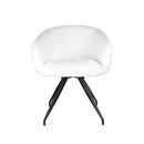 SILLA DE COMEDOR CON ASIENTO GIRATORIO EN TELA BLANCA Y PATAS NEGRAS