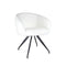 SILLA DE COMEDOR CON ASIENTO GIRATORIO EN TELA BLANCA Y PATAS NEGRAS