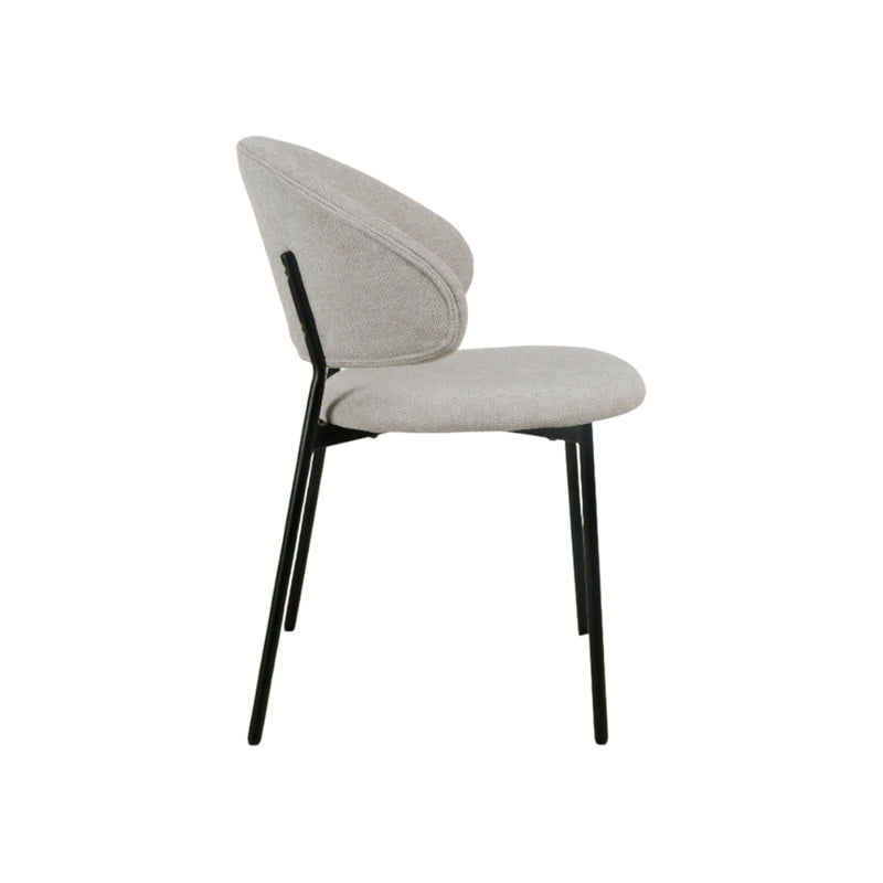 SILLA DE COMEDOR EN TELA GRIS Y PATAS NEGRAS