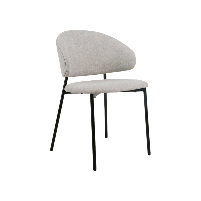 SILLA DE COMEDOR EN TELA GRIS Y PATAS NEGRAS