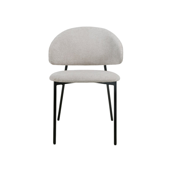 SILLA DE COMEDOR EN TELA GRIS Y PATAS NEGRAS