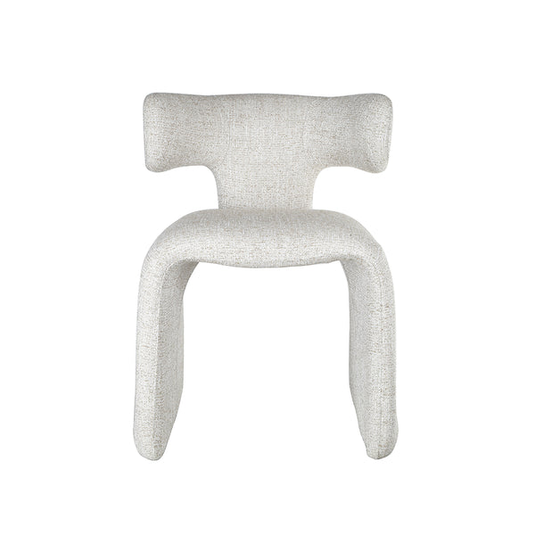 SILLA DE COMEDOR EN TELA TEXTURIZADA MARRON CON BLANCO