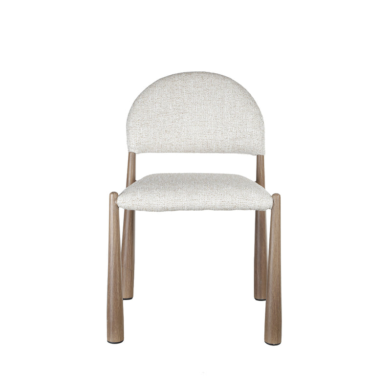 SILLA DE COMEDOR EN TELA TEXTURIZADA MARRON CON BLANCO