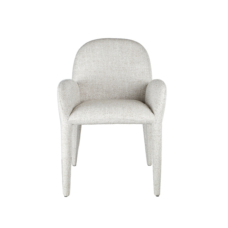 SILLA DE COMEDOR EN TELA TEXTURIZADA MARRON CON BLANCO