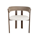 SILLA DE COMEDOR DE EXTERIOR EN TELA BEIGE Y RATAN