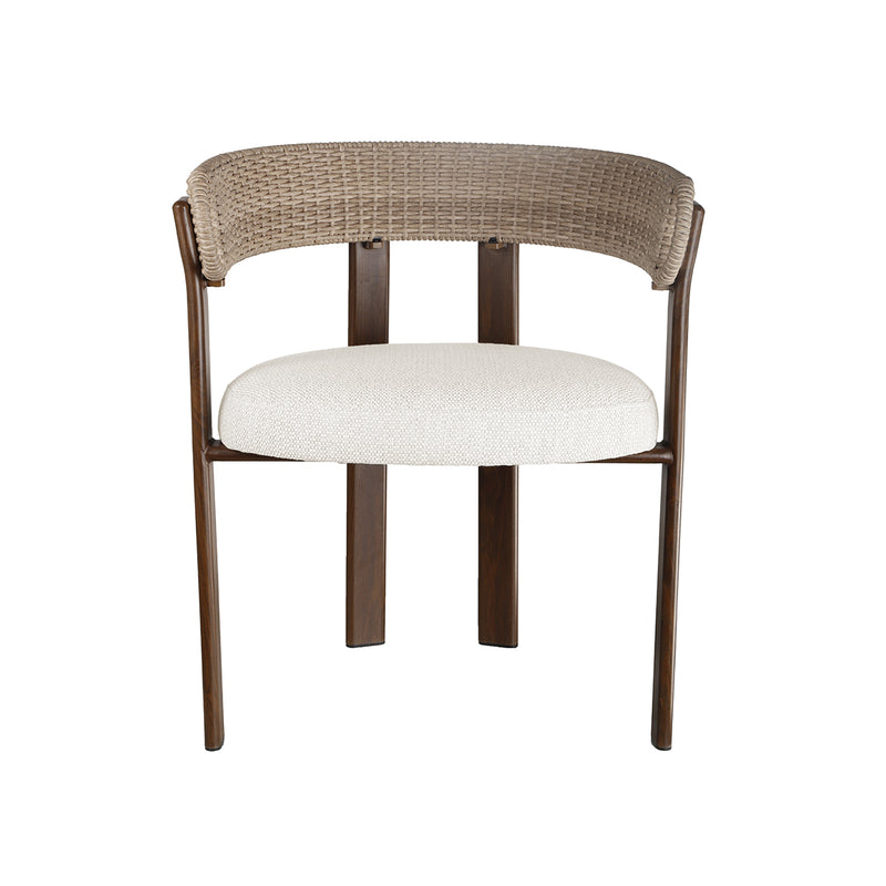 SILLA DE COMEDOR DE EXTERIOR EN TELA BEIGE Y RATAN