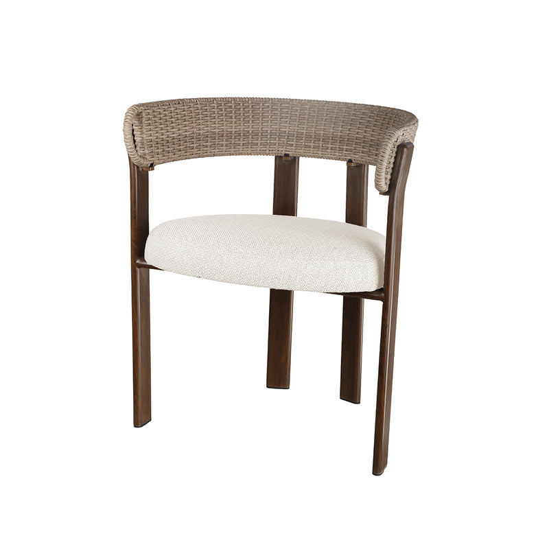 SILLA DE COMEDOR DE EXTERIOR EN TELA BEIGE Y RATAN