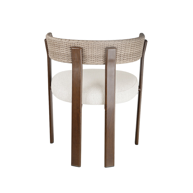 SILLA DE COMEDOR DE EXTERIOR EN TELA BEIGE Y RATAN