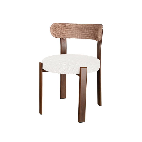 SILLA DE COMEDOR DE EXTERIOR EN TELA BEIGE Y RATAN