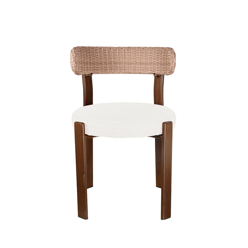 SILLA DE COMEDOR DE EXTERIOR EN TELA BEIGE Y RATAN