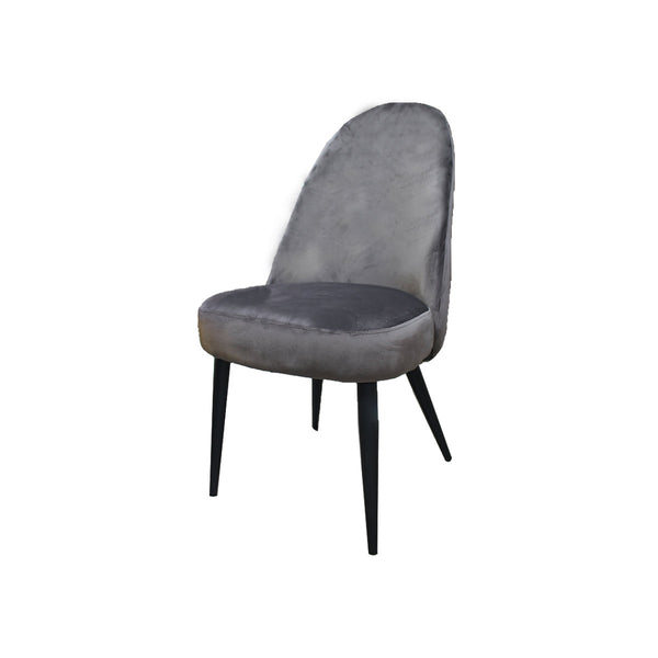 SILLA DE COMEDOR EN TELA GRIS Y PATAS NEGRAS