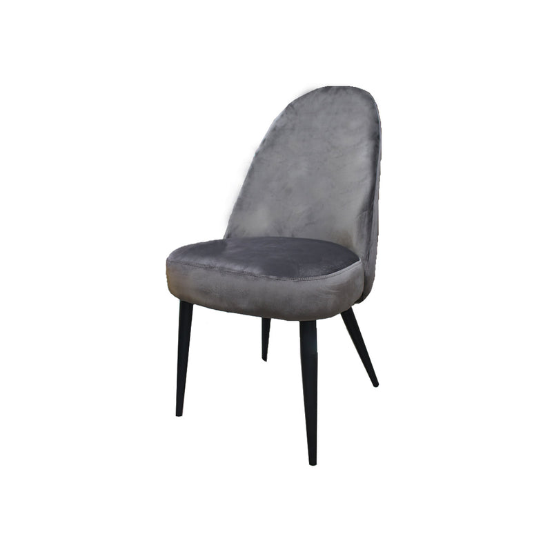 SILLA DE COMEDOR EN TELA GRIS Y PATAS NEGRAS