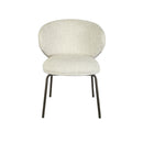 SILLA DE COMEDOR EN TELA TEXTURIZADA BEIGE  Y PATAS CAFE