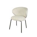 SILLA DE COMEDOR EN TELA TEXTURIZADA BEIGE  Y PATAS CAFE