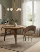 SILLA DE COMEDOR TEXTURIZADA MARRON Y PATAS DORADAS