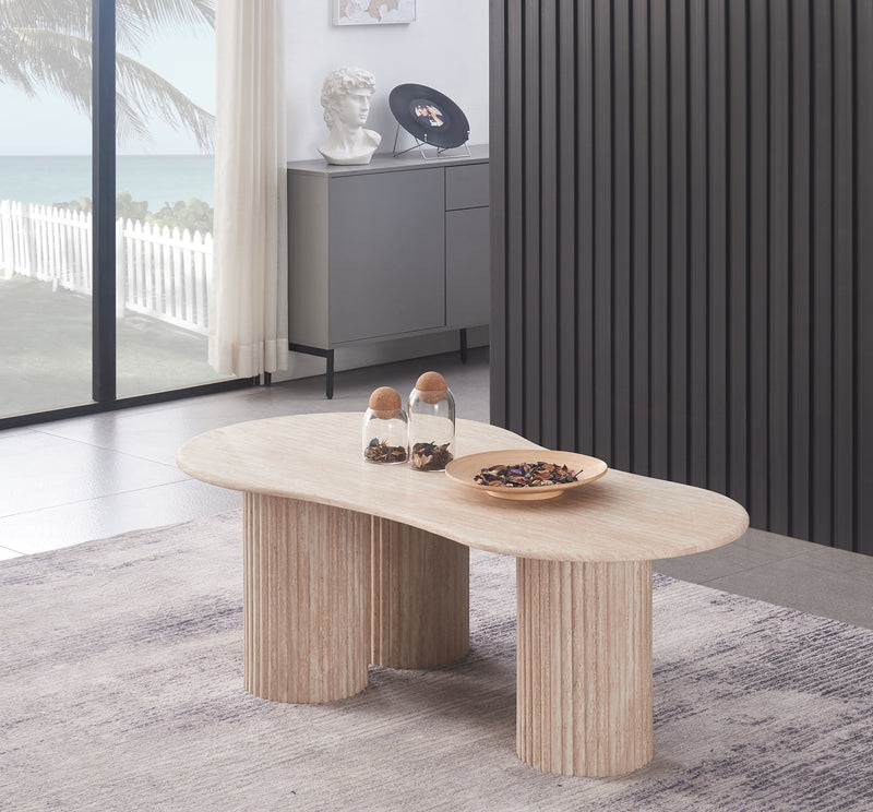 MESA DE CENTRO CON TOPE DE MÁRMOL ARTIFICIAL Y BASE MDF