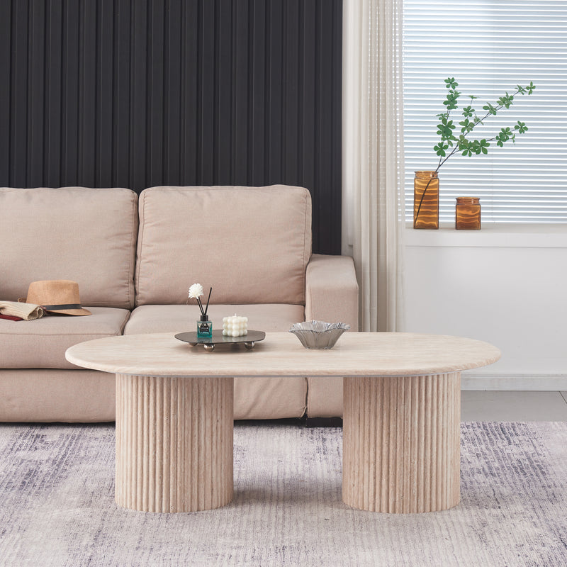 MESA DE CENTRO CON TOPE DE MÁRMOL ARTIFICIAL Y BASE MDF