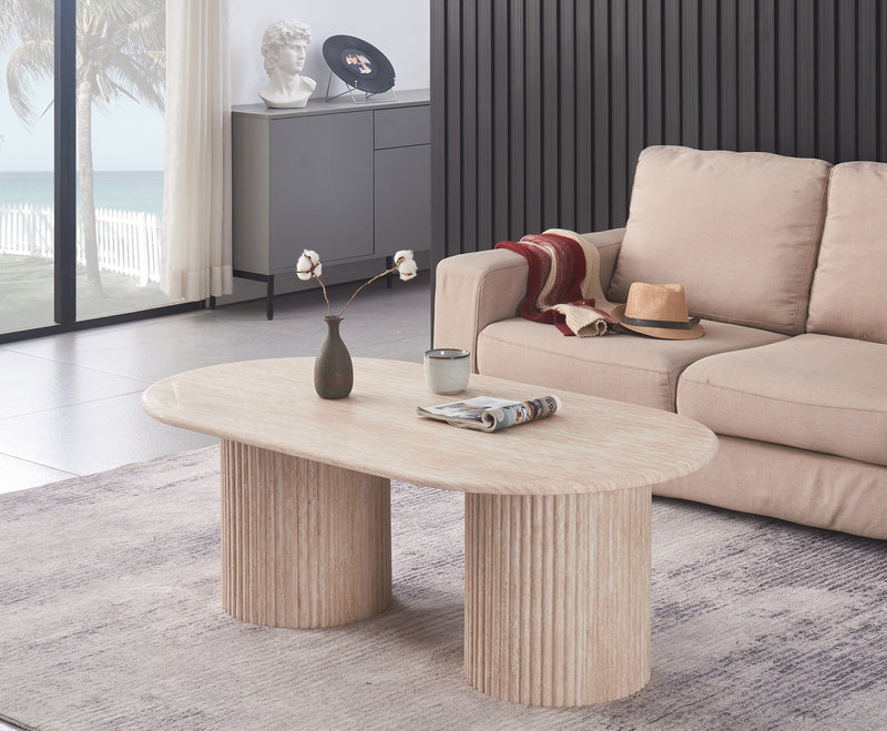 MESA DE CENTRO CON TOPE DE MÁRMOL ARTIFICIAL Y BASE MDF