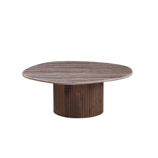 MESA DE CENTRO TOPE DE MARMOL ARTIFICIAL Y BASE MDF