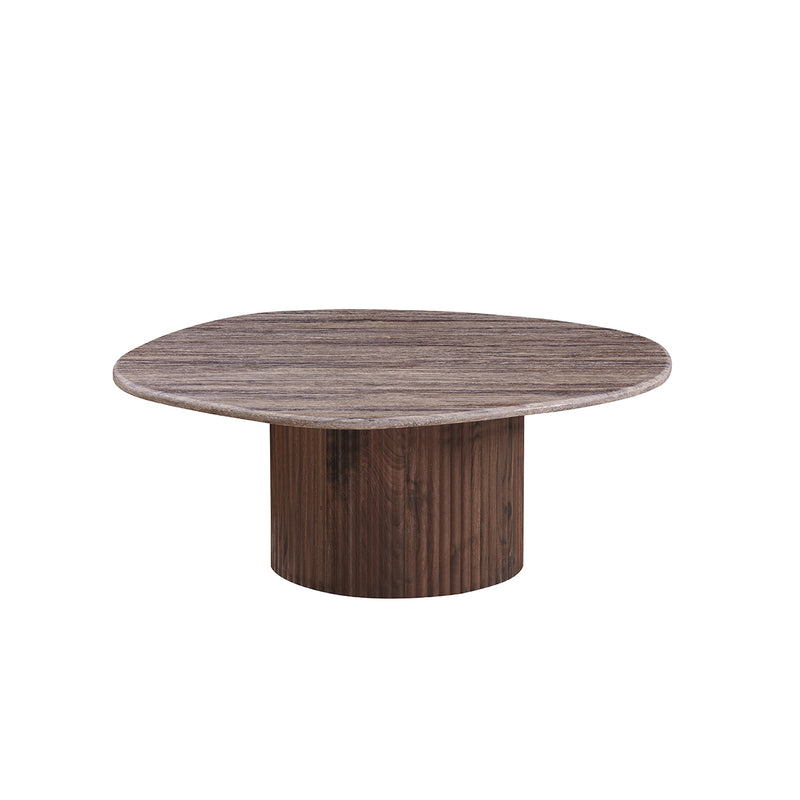 MESA DE CENTRO TOPE DE MARMOL ARTIFICIAL Y BASE MDF