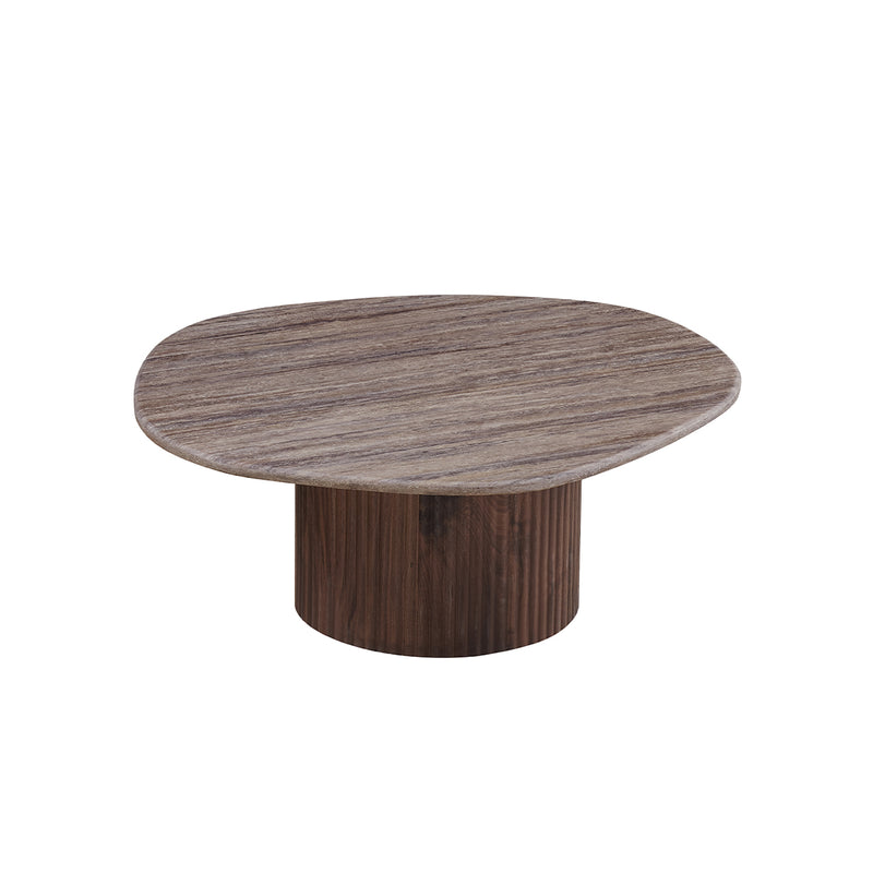 MESA DE CENTRO TOPE DE MARMOL ARTIFICIAL Y BASE MDF