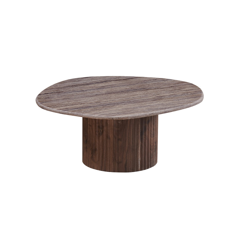 MESA DE CENTRO TOPE DE MARMOL ARTIFICIAL Y BASE MDF
