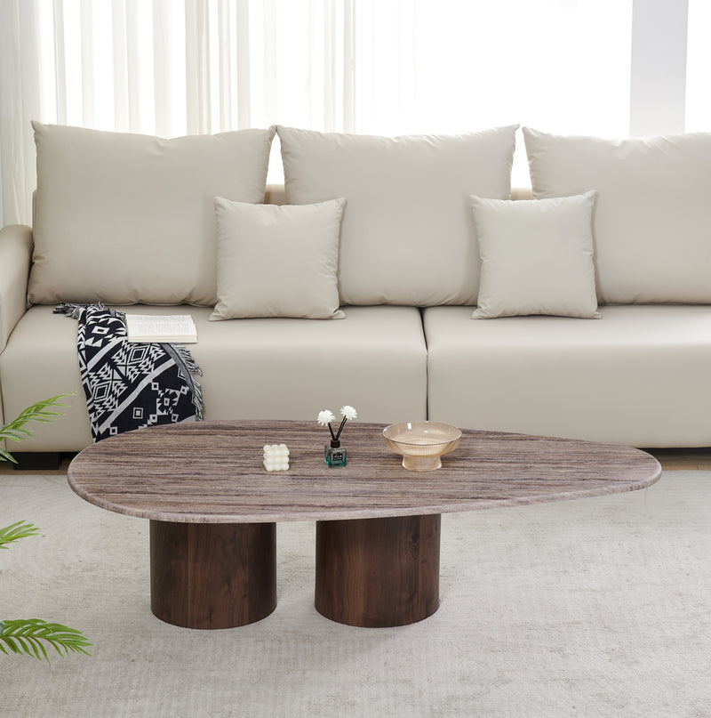 MESA DE CENTRO CON TOPE DE MARMOL ARTIFICIAL  Y BASE MDF