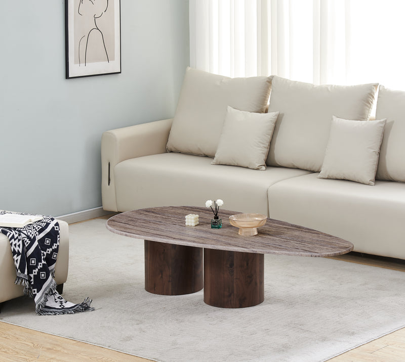 MESA DE CENTRO CON TOPE DE MARMOL ARTIFICIAL  Y BASE MDF