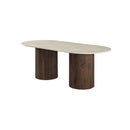 MESA DE COMEDOR ESTILO MARMOL Y BASE ACABADO DE MADERA