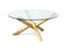 MESA DE COMEDOR CON TOPE VIDRIO TRANSPARENTE Y PATAS DORADAS